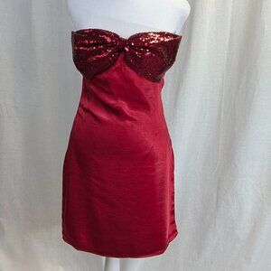 Fashion Nova NWT but *Imperfect Size Small Red Serena Satin Mini Dress
